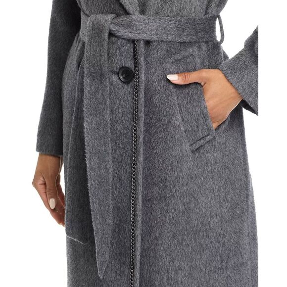 Kobi Halperin Womens Lyra Chain-Trim Double-Breasted Coat Medium Grey - NWT $798 - Picture 6 of 9